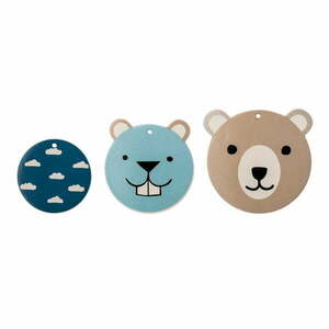Zestaw 3 dekoracji ściennych Bloomingville Mini Teddy Bear obraz