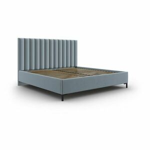Jasnoniebieskie tapicerowane łóżko dwuosobowe ze schowkiem i stelażem 200x200 cm Casey – Mazzini Beds obraz