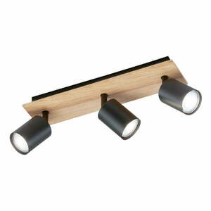 Czarno-naturalna lampa sufitowa z metalowym kloszem ø 9 cm Holton – Fischer & Honsel obraz