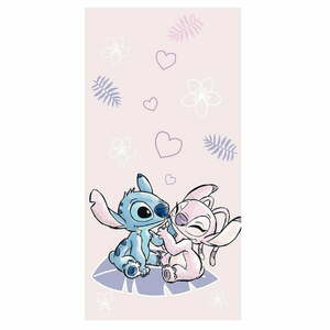 Różowy bawełniany ręcznik dziecięcy 70x140 cm Lilo and Stitch "Pink" – Jerry Fabrics obraz