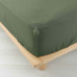 Prześcieradło muślinowe z gumką w kolorze khaki 140x190 cm Angelia – douceur d'intérieur obraz