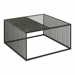Czarny stolik ze szklanym blatem 80x80 cm Strington – Actona obraz