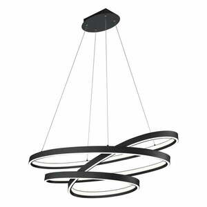Czarna lampa wisząca LED ze sterowaniem głosowym/mobilną aplikacją i metalowym kloszem Ciola – CINQUE obraz