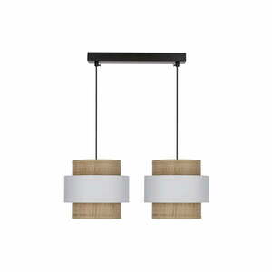 Biało-naturalna lampa wisząca z rattanowym kloszem ø 20 cm Rattan – Candellux Lighting obraz