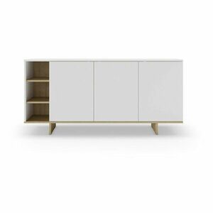 Biała niska komoda w dekorze dębu 170x80 cm Cequoia – Marckeric obraz