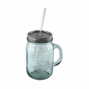 Szklanka ze szkła z recyklingu z zakrętką i słomką Ego Dekor Authentic, 550 ml obraz