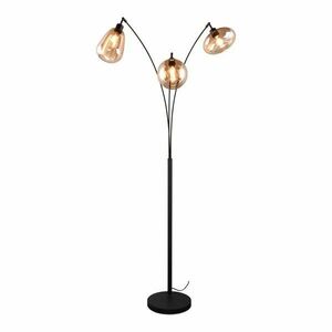 Czarno-pomarańczowa lampa stojąca ze szklanym kloszem (wys. 200 cm) Lumina – Trio obraz