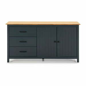 Ciemnoniebieska niska komoda z litego drewna sosnowego 150x80 cm Miranda – Marckeric obraz
