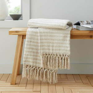 Beżowy aksamitny koc 130x170 cm Stripe Chenille – Catherine Lansfield obraz