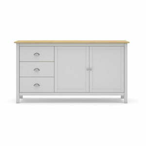 Biało-naturalna niska komoda z drewna sosnowego 150x80, 5 cm Misti – Marckeric obraz