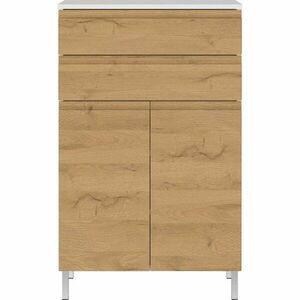 Biała niska szafka łazienkowa w dekorze dębu 60x97 cm Torrance – Germania obraz