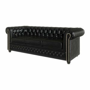 Czarna rozkładana sofa z imitacji skóry 203 cm York – Ropez obraz