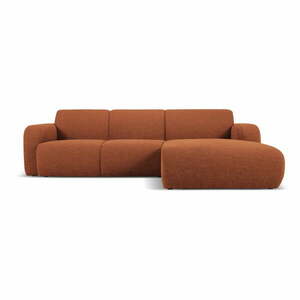 Brązowy narożnik z materiału bouclé (prawostronny) Molino – Micadoni Home obraz