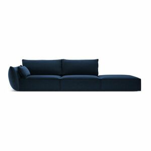 Ciemnoniebieska aksamitna sofa lewostronna 264 cm Vanda – Mazzini Sofas obraz