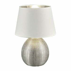 Biała lampa stołowa z ceramiki i tkaniny Trio Luxor, wys. 35 cm obraz