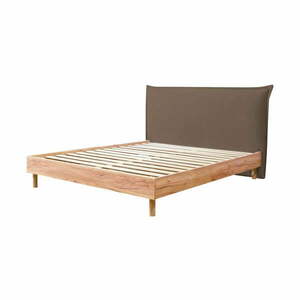 Brązowo-naturalne łóżko dwuosobowe ze stelażem 180x200 cm Charlie – Bobochic Paris obraz
