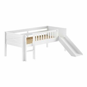 Białe podwyższone łóżko dziecięce z litego drewna sosnowego ze stelażem 90x200 cm Scott – Vipack obraz