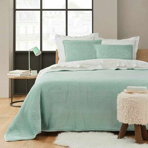 Zielony pikowany zestaw narzuty na łóżko i poszewki na poduszkę z materiału sherpa 240x220 cm Mylene – douceur d'intérieur obraz