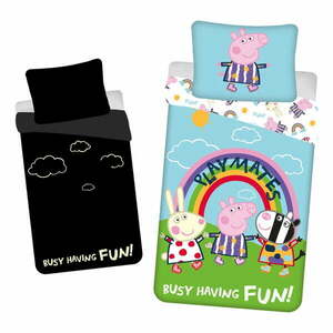 Bawełniana fluorescencyjna pościel dziecięca jednoosobowa 140x200 cm Peppa Pig – Jerry Fabrics obraz