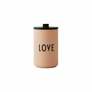 Pomarańczowy/beżowy kubek termiczny 350 ml Love – Design Letters obraz