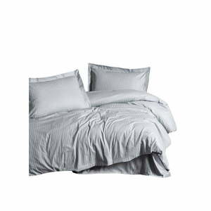 Jasnoszara pościel dwuosobowa z satyny bawełnianej 240x220 cm Stripe – Mijolnir obraz