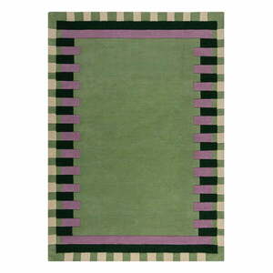 Zielono-fioletowy wełniany dywan tkany ręcznie 200x290 cm Kai Wool Border – Flair Rugs obraz