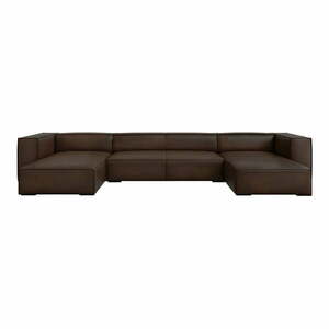 Ciemnobrązowy skórzany narożnik (w kształcie litery "U") Madame – Windsor & Co Sofas obraz