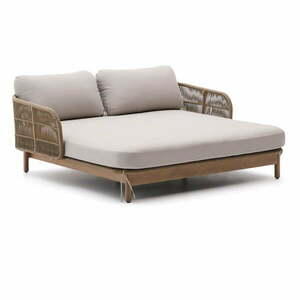 Kremowy/w naturalnym kolorze dwuosobowy drewniany leżak ogrodowy Catalina – Kave Home obraz
