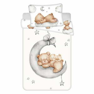 Biała bawełniana pościel dziecięca do łóżeczka 100x135 cm Teddy Bear "Ribbon" – Jerry Fabrics obraz