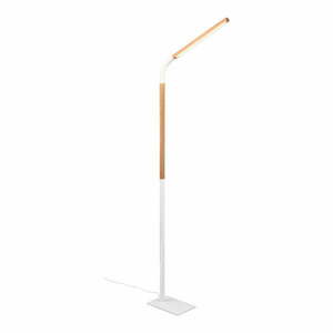 Biała lampa stojąca LED z drewnianym kloszem (wys. 169, 5 cm) Norris – Trio obraz