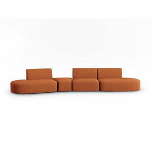 Sofa z tkaniny szenilowej lewostronna w kolorze terakoty 428 cm Paolo – Milo Casa obraz