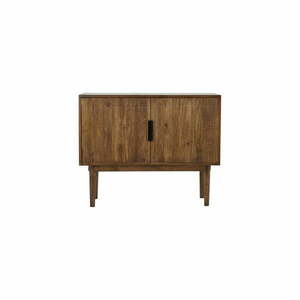 Ciemnobrązowa niska komoda z litego drewna 100x80 cm Bitika – Light & Living obraz