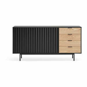 Czarno-naturalna niska komoda w dekorze dębu 159x80 cm Sierra – Teulat obraz