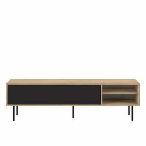 Czarna szafka pod TV w dekorze dębu 165x40 cm Ampère – TemaHome obraz