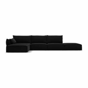 Czarny aksamitny narożnik (lewostronny/z szezlongiem) Vanda – Mazzini Sofas obraz