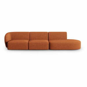 Sofa z tkaniny szenilowej lewostronna w kolorze terakoty 311 cm Paolo – Milo Casa obraz