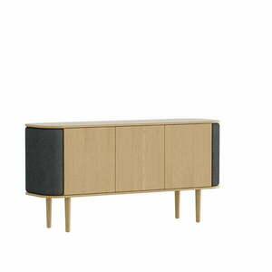 Antracytowa niska komoda w dekorze dębu 150x75 cm Treasures – UMAGE obraz