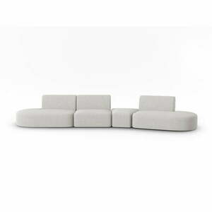 Jasnoszara sofa z tkaniny szenilowej prawostronna 428 cm Paolo – Milo Casa obraz