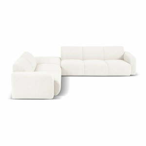 Biały narożnik z materiału bouclé (lewostronny) Molino – Micadoni Home obraz