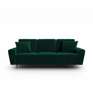 Zielona aksamitna rozkładana sofa ze schowkiem 235 cm Kyoto – Cosmopolitan Design obraz