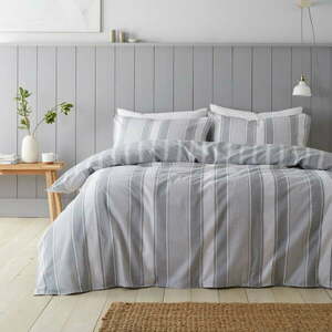 Szara flanelowa pościel jednoosobowa 135x200 cm Ticking Stripe – Bianca obraz