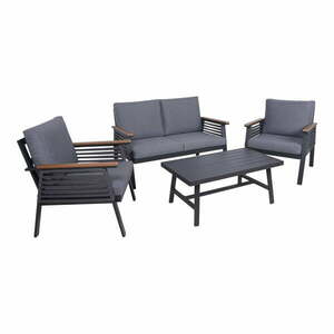Ciemnoszary aluminiowy zestaw mebli ogrodowych dla 4 osób Denia – Garden Pleasure obraz
