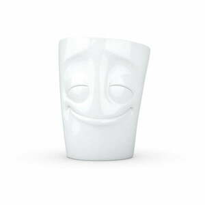 Biały zadowolony porcelanowy kubek z uchem 58products, 350 ml obraz