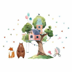 Naklejka ścienna dla dzieci Ambiance Giant Tree and the Hut of Happiness, 90 x 120 cm obraz