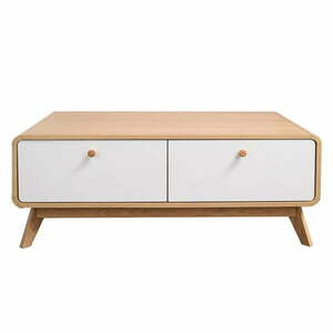 Biało-naturalna szafka pod TV w dekorze dębu 100x40 cm Caitlin – Støraa obraz