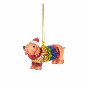 Szklana ozdoba świąteczna wykonana ręcznie 9 cm Sausage Dog – Sass & Belle obraz