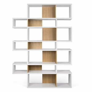 Biały regał z jasnobrązowymi detalami TemaHome London, wys. 220 cm obraz