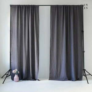 Ciemnoszara zasłona 140x200 cm Night Time – Linen Tales obraz