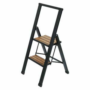 Czarna aluminiowa antypoślizgowa drabina składana Wenko Stepladder II. obraz
