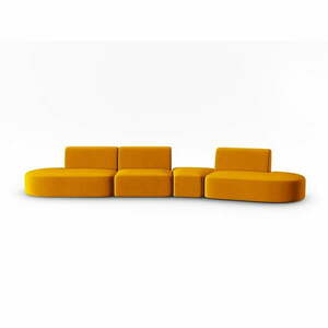 Musztardowa aksamitna sofa prawostronna 428 cm Paolo – Milo Casa obraz